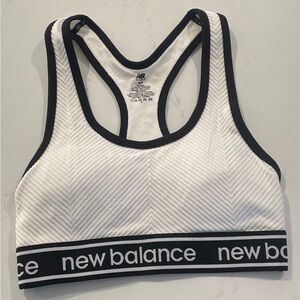 New Balance White and Black Sports Bra